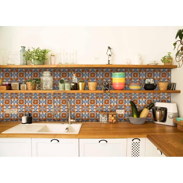Gfancy Fixtures 7 x 7 in. Queen Orange Mosaic Removable Peel & Stick Tiles GF2477951 - main